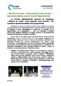 Read more about the article Séniors au volant : votre sécurité, notre priorité : spectacles-débats avec le Conseil départemental