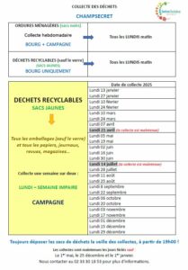 Lire la suite à propos de l’article Collecte des déchets 2025