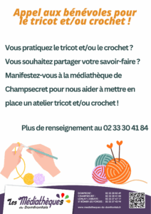 Lire la suite à propos de l’article Médiathèque – Appel aux bénévoles tricot et/ou crochet