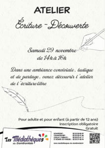 Lire la suite à propos de l’article Atelier écriture