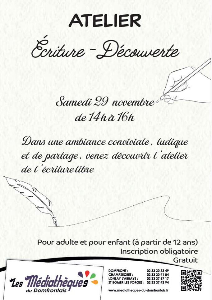 Lire la suite à propos de l’article Atelier écriture