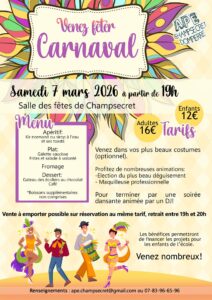 Lire la suite à propos de l’article APE Champsecret-Dompierre – Carnaval