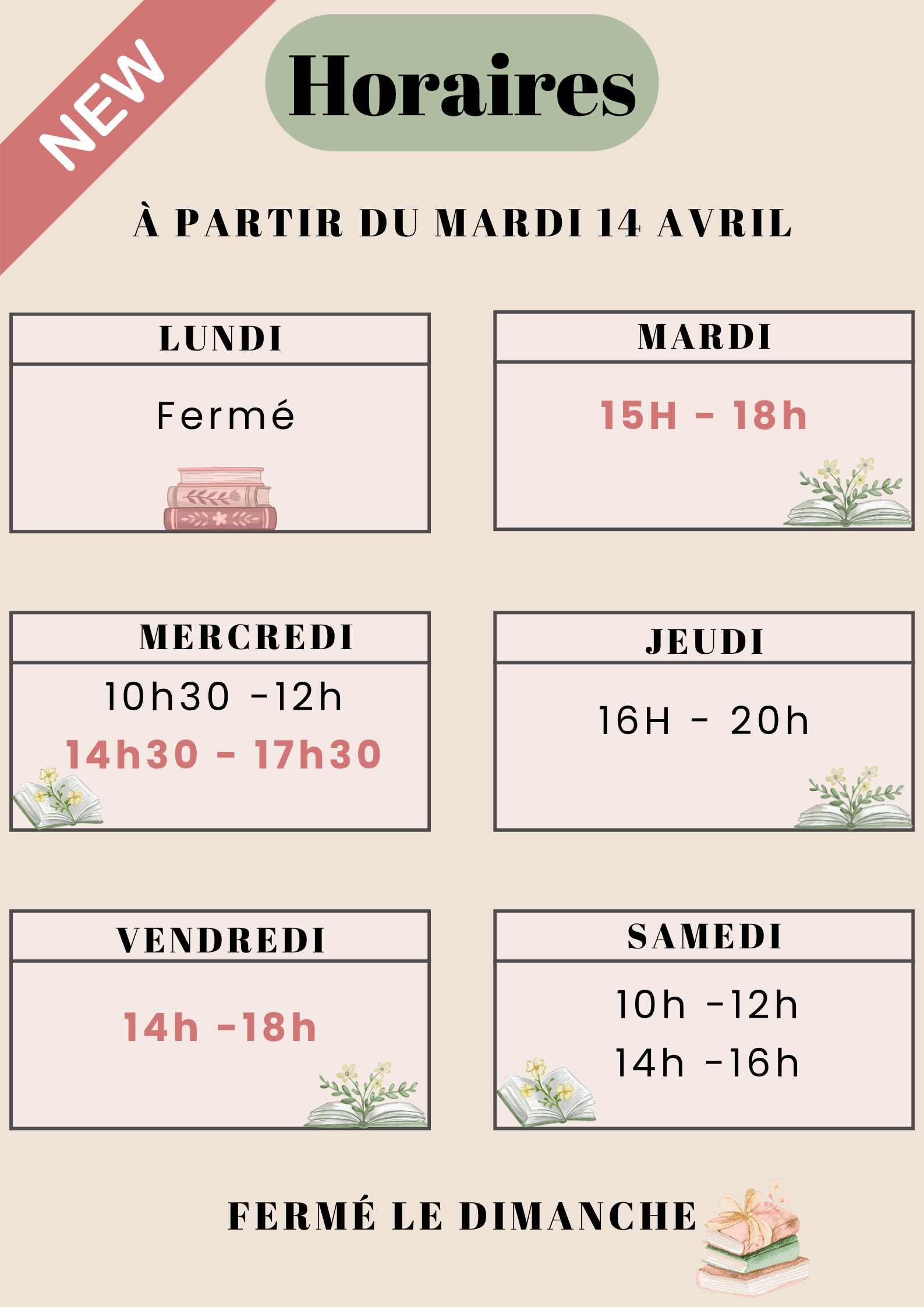 You are currently viewing Nouveaux horaires à la médiathèque de Champsecret