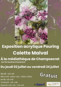 Lire la suite à propos de l’article Exposition Acrylique Pouring de Colette Malval à la médiathèque