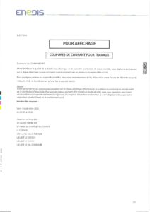 Lire la suite à propos de l’article Enedis – Coupures de courant pour travaux
