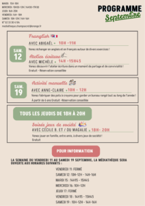 Lire la suite à propos de l’article Médiathèque en septembre