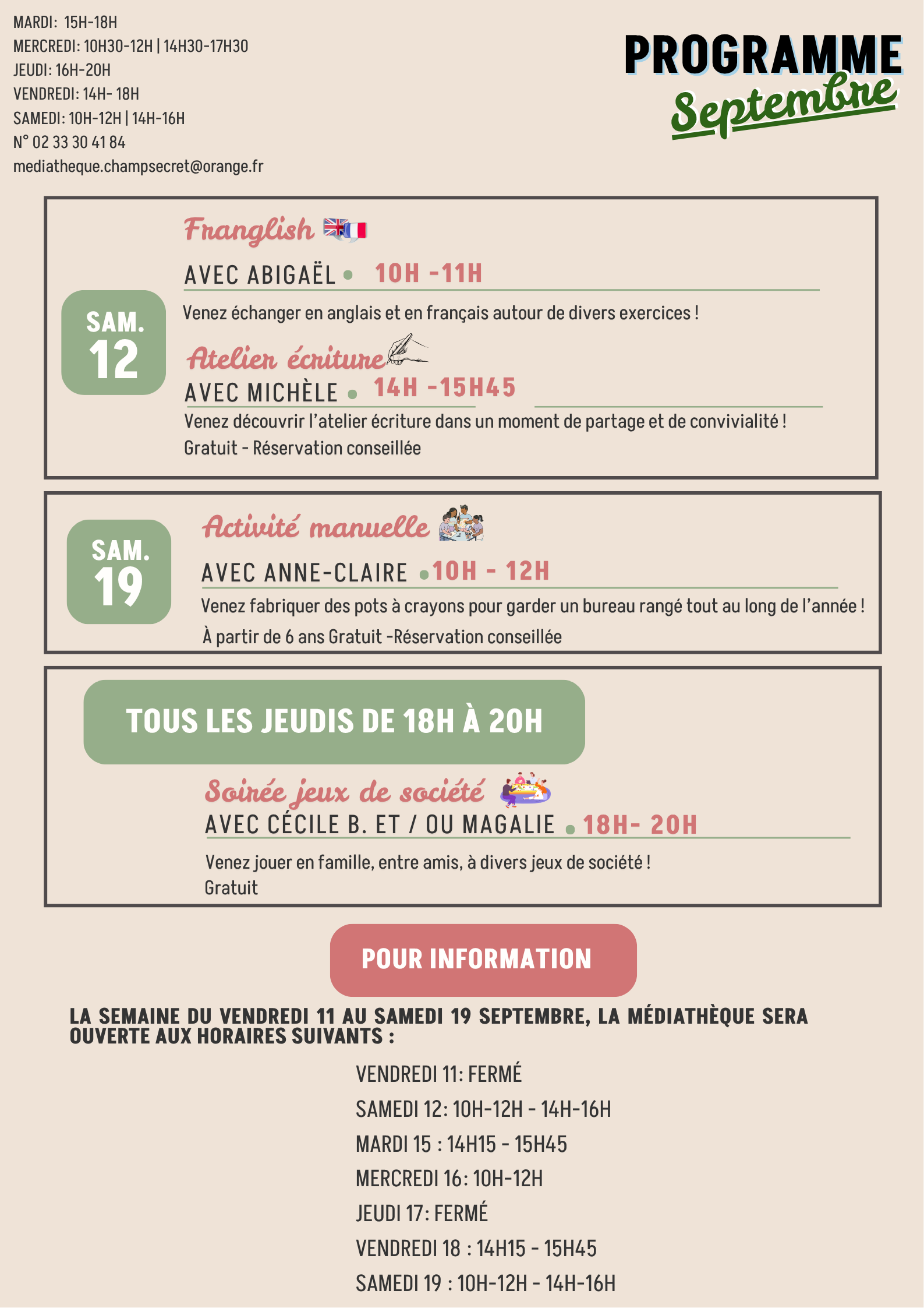 You are currently viewing Médiathèque en septembre